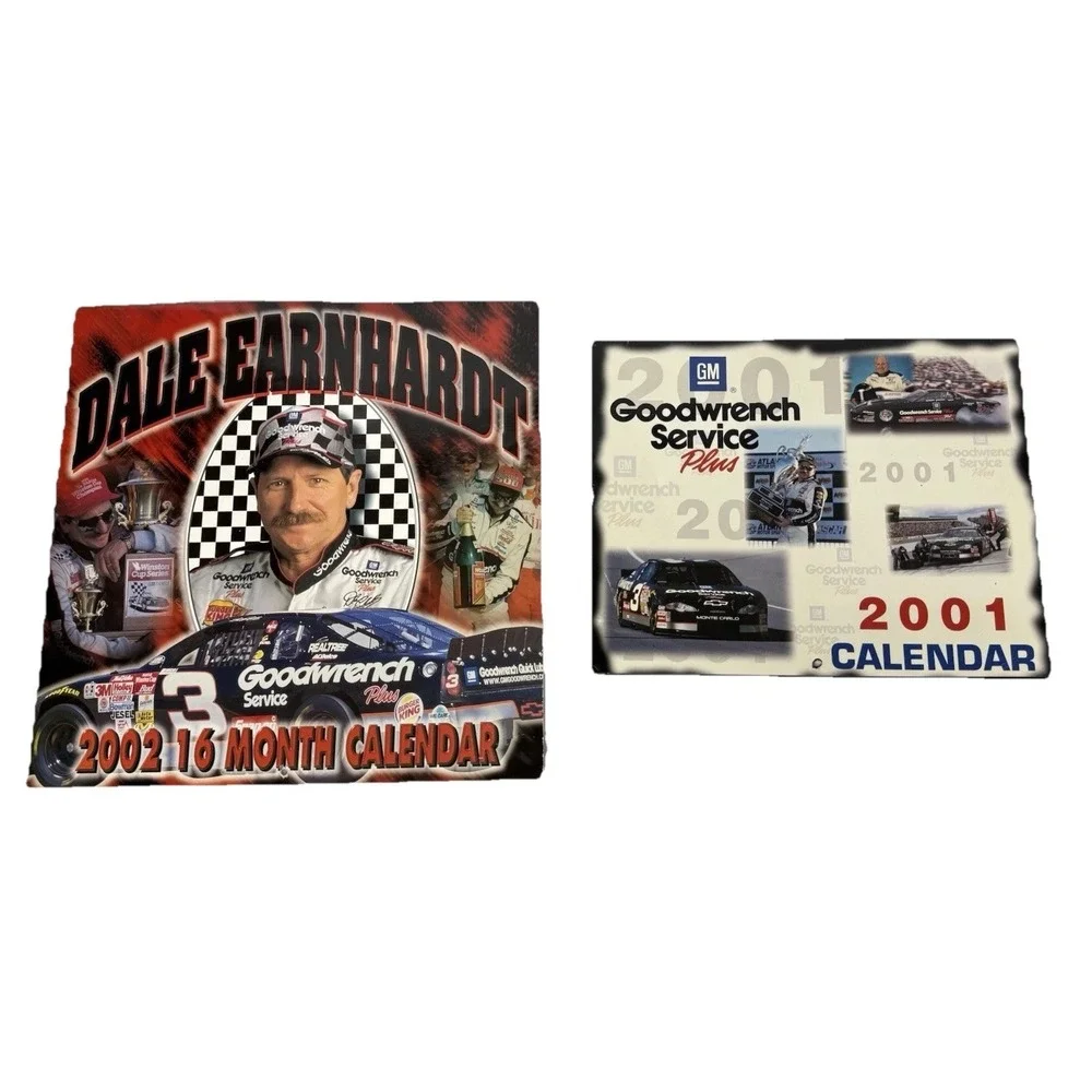 Lot of 2 Dale EArnhardt SR. #3 NASCAR 2001 and 2002 16 - Month Calendar 2 Sizes